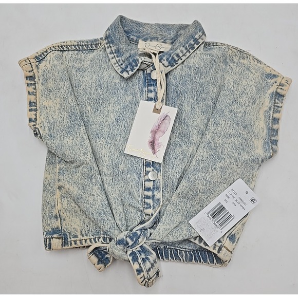 Jessica Simpson Baby Girl Denim Jean Shirt 24 Months NEW Y2K Grunge 90's - Picture 2 of 7
